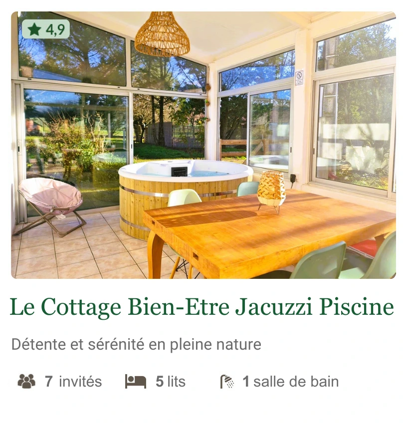 Cottage bien etre Jacuzzi